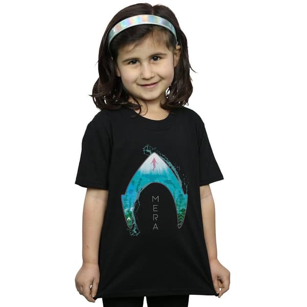 DC Comics Girls Aquaman Mera Ocean Logo Cotton T-Shirt