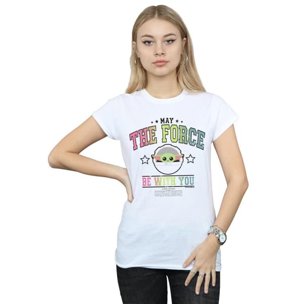 Star Wars Womens/Ladies The Mandalorian The Force Collegiate Cotton T-Shirt