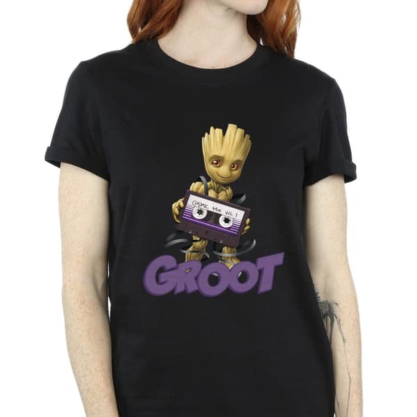Guardians Of The Galaxy Womens/Ladies Groot Casette Cotton Boyfriend T-Shirt