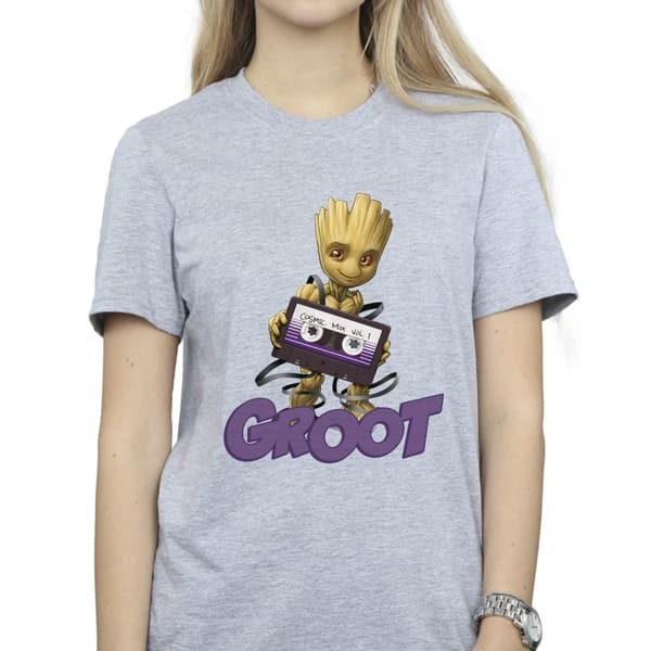 Guardians Of The Galaxy Womens/Ladies Groot Casette Cotton Boyfriend T-Shirt