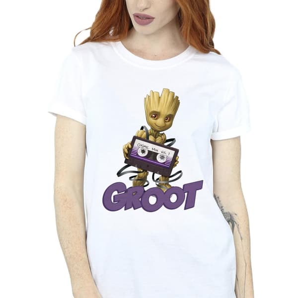 Guardians Of The Galaxy Womens/Ladies Groot Casette Cotton Boyfriend T-Shirt