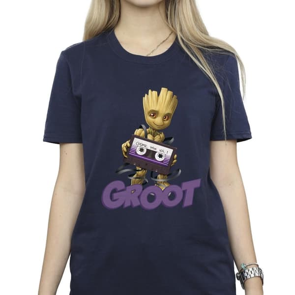 Guardians Of The Galaxy Womens/Ladies Groot Casette Cotton Boyfriend T-Shirt