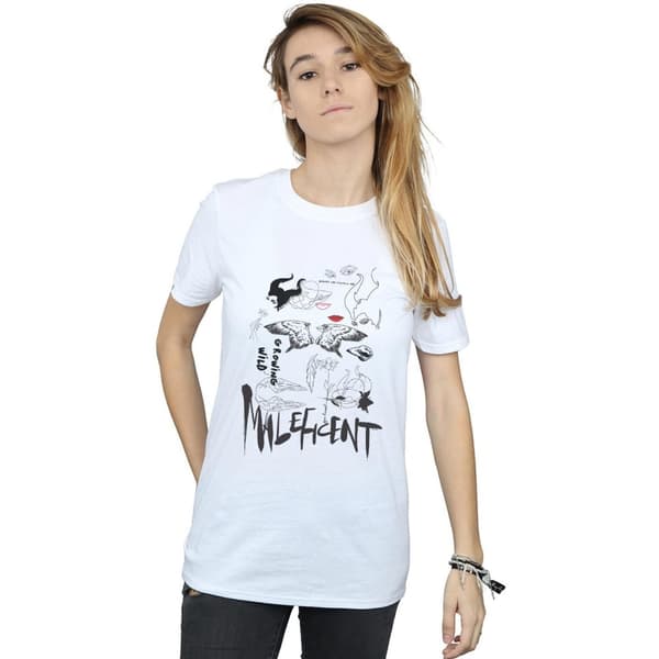 Disney Dam / Dam Maleficent Mistress Of Evil Growing Wild Collage Bomull Boyfriend T-shirt