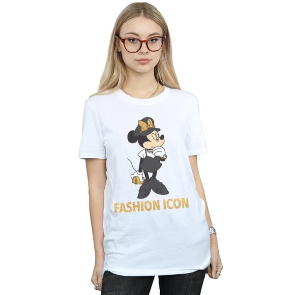 Disney Womens/Ladies Minnie Mouse Fashion Icon Cotton Boyfriend T-Shirt