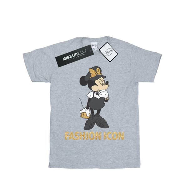 Disney Womens/Ladies Minnie Mouse Fashion Icon Cotton Boyfriend T-Shirt Sports Grey M
