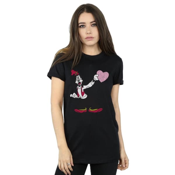 Disney Womens/Ladies Goofy Love Heart Cotton Boyfriend T-Shirt