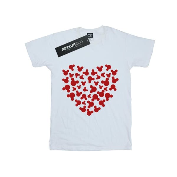 Disney Dam/Tjej Musse Pigg Hjärta Silhuett Bomull Boyfriend T-shirt