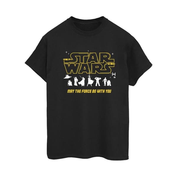 Star Wars Womens/Ladies Silhouettes Force Cotton Boyfriend T-Shirt Black XL