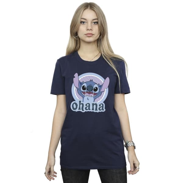 Disney Dam/Lillo And Stitch Ohana Circle Boyfriend T-shirt i bomull
