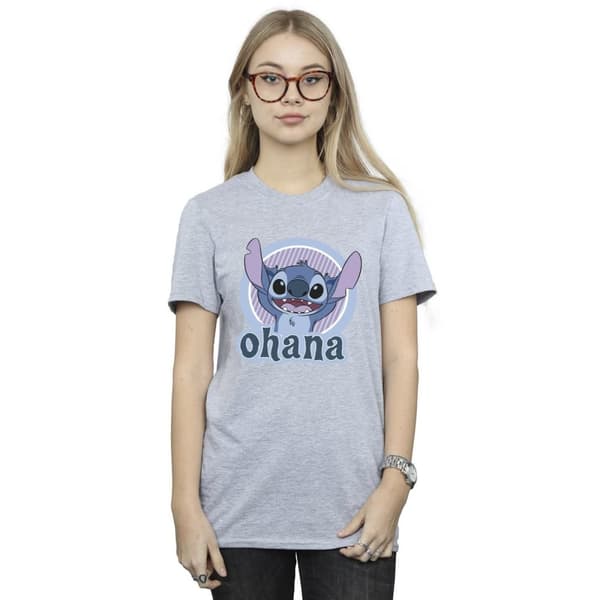 Disney Dam/Lillo And Stitch Ohana Circle Boyfriend T-shirt i bomull