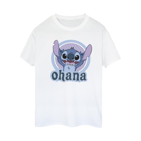 Disney Dam/Lillo And Stitch Ohana Circle Boyfriend T-shirt i bomull White L