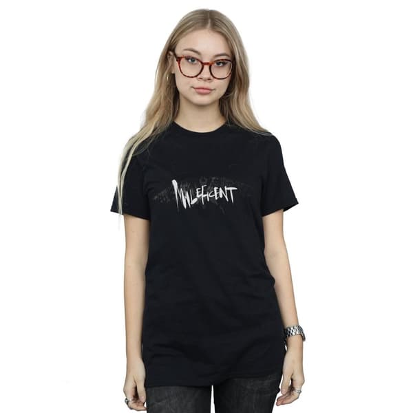 Disney Dam / Dam Maleficent Mistress Of Evil Vingar Silhuett Bomull Boyfriend T-shirt