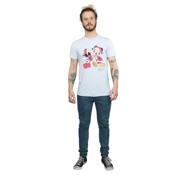 Disney Mens Mickey And Minnie Christmas Kiss T-Shirt