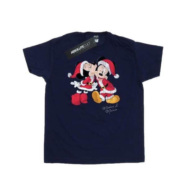 Disney Mens Mickey And Minnie Christmas Kiss T-Shirt