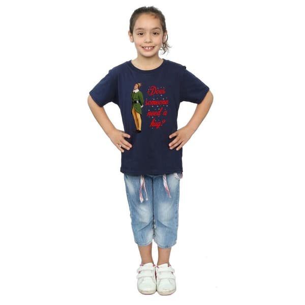 Elf T-shirt i bomull med kramkompis för flickor