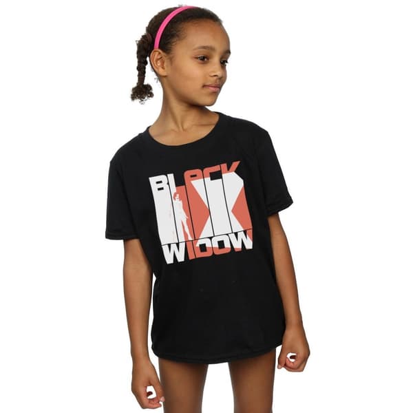 Marvel T-shirt i bomull med bar-logotyp från filmen Black Widow för flickor