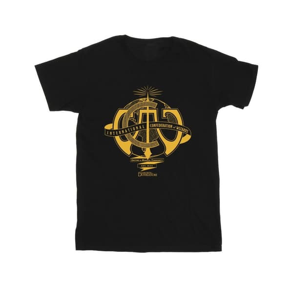 Fantastic Beasts: The Secrets of Dumbledore Girls International Confederation Of Wizards Cotton T-Shirt Black 12-13 Years