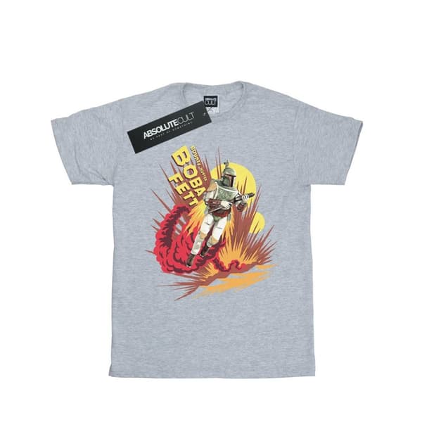 Star Wars Mens Boba Fett Rocket Powered T-Shirt Sports Grey M