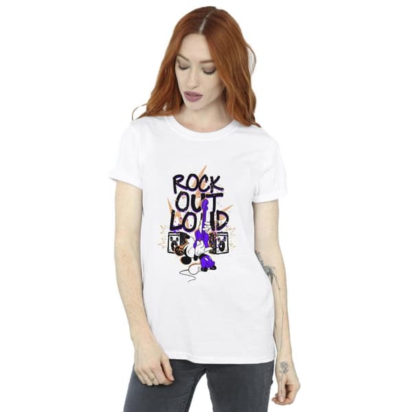 Disney Womens/Ladies Mickey Mouse Rock Out Loud Cotton Boyfriend T-Shirt