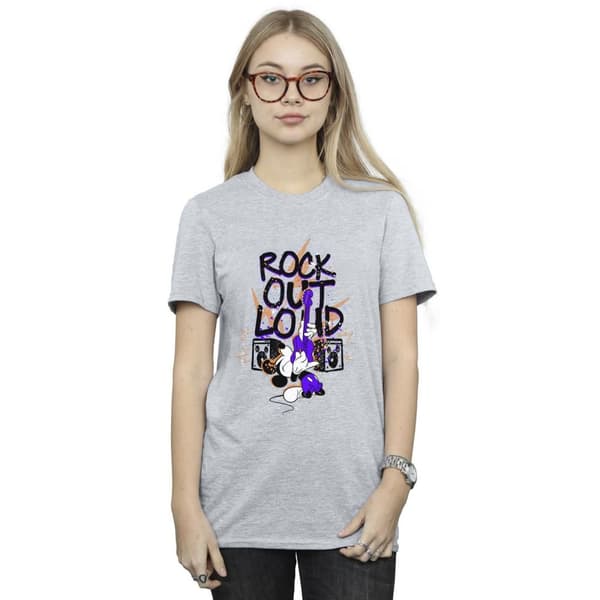 Disney Dam/Tjej Musse Pigg Rock Out Loud Bomull Boyfriend T-shirt