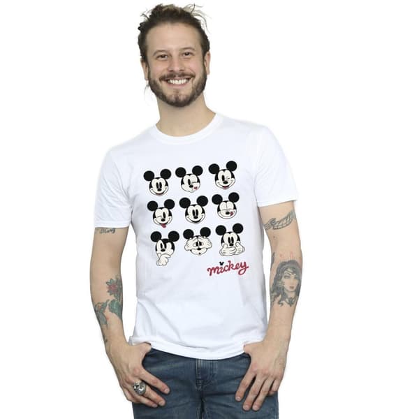 Disney Mens Mickey Mouse Many Faces T-shirt