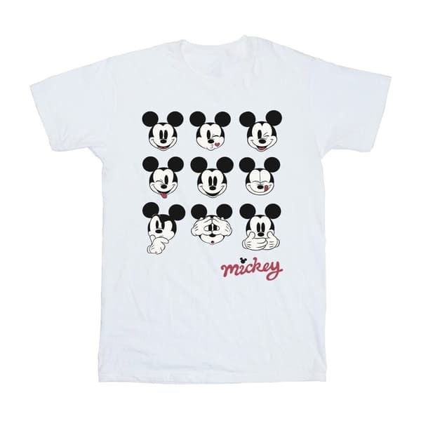 Disney Mens Mickey Mouse Many Faces T-shirt White 5XL