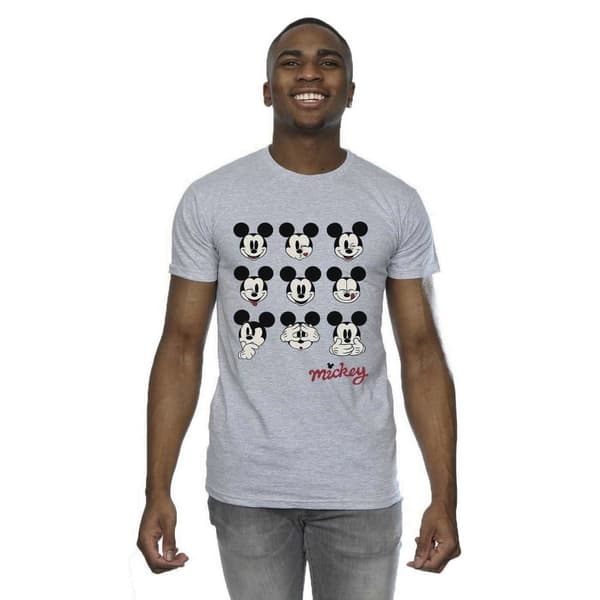 Disney Mens Mickey Mouse Many Faces T-shirt