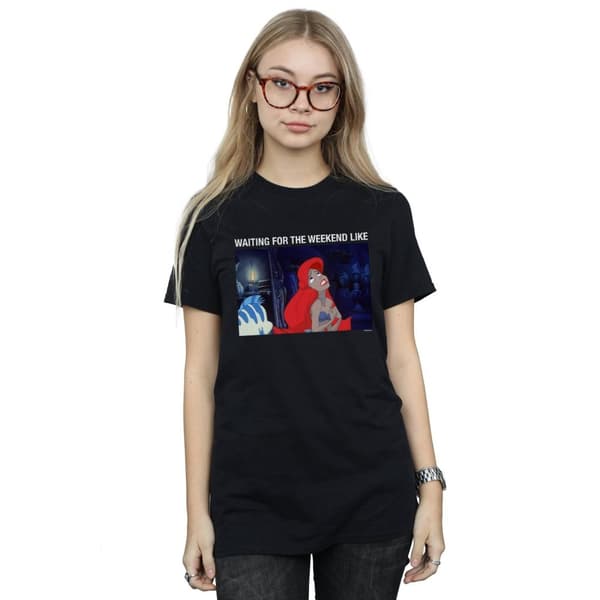 Disney Dam/Tjej Den lilla sjöjungfrun Väntar På Helgen Boyfriend T-shirt i bomull