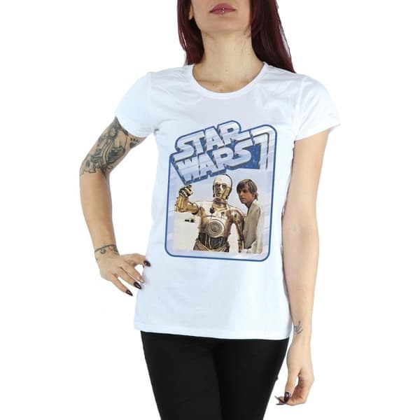 Star Wars Womens/Ladies Luke Skywalker And C-3PO Cotton T-Shirt