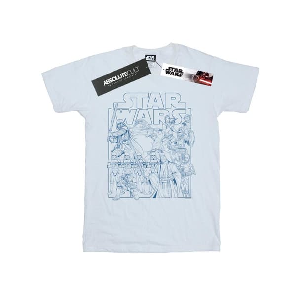 Star Wars Girls Outlined Sketch Cotton T-Shirt
