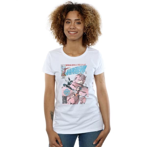 Marvel Dam/Tjej Daredevil Distressed Bullseye Vs Elektra Cover Bomulls-T-shirt