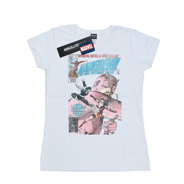 Marvel Dam/Tjej Daredevil Distressed Bullseye Vs Elektra Cover Bomulls-T-shirt
