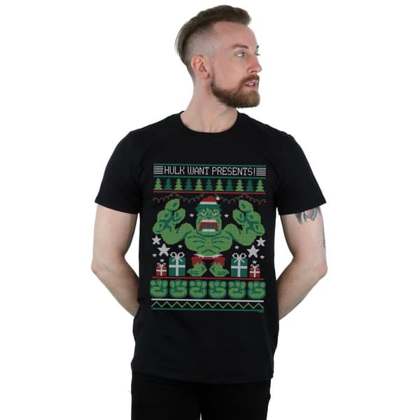 Marvel Mens Hulk Want Presents Fair Isle T-shirt