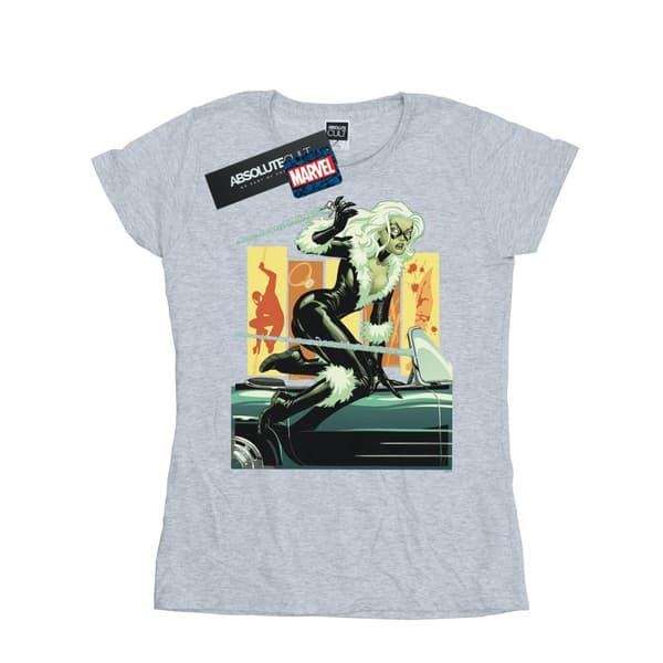 Marvel Womens/Ladies Black Cat Car Cotton T-Shirt