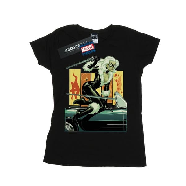 Marvel Womens/Ladies Black Cat Car Cotton T-Shirt