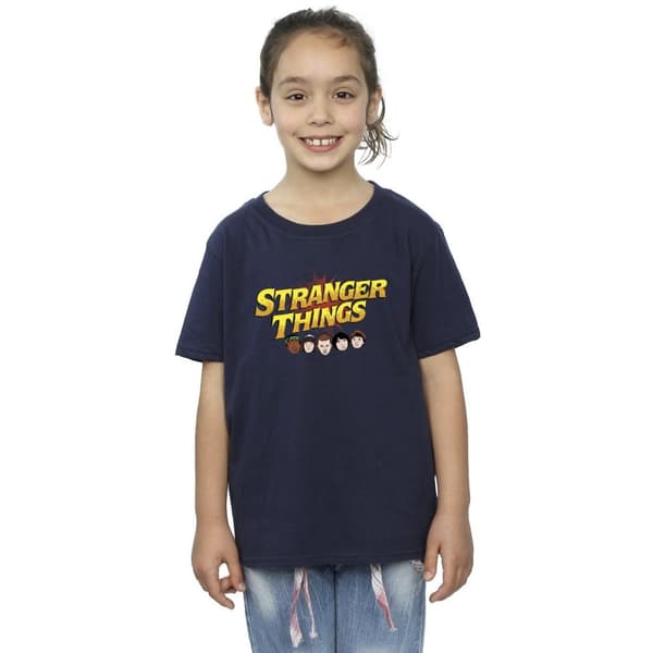 Netflix Stranger Things - T-shirt i bomull med seriefigurer för tjejer