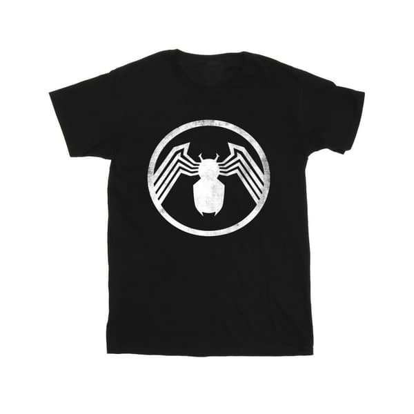 Marvel Girls Venom Logo Emblem Cotton T-Shirt Black 7-8 Years