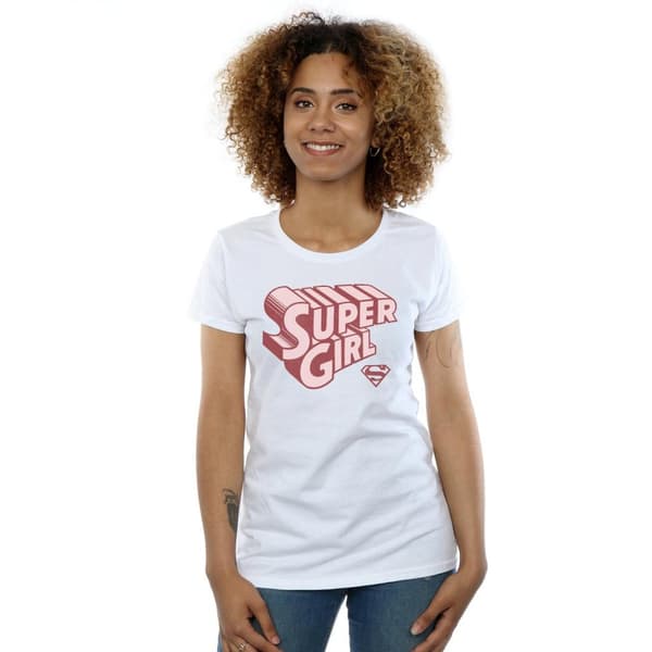 DC Comics Dam/Tjej Supergirl Retro Logo Bomulls-T-shirt