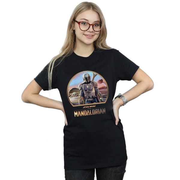 Star Wars Dam/Lady The Mandalorian Mando And The Child Boyfriend T-shirt i bomull