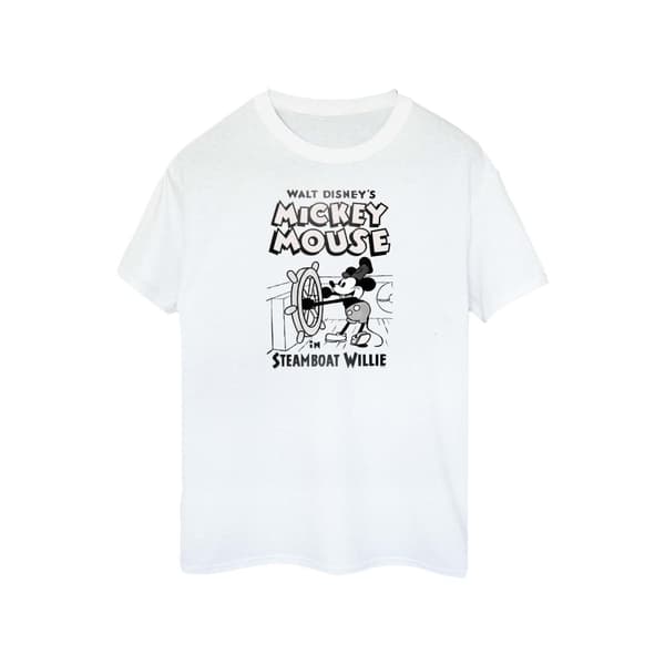 Disney Womens/Ladies Mickey Mouse Steamboat Willie Cotton Boyfriend T-Shirt