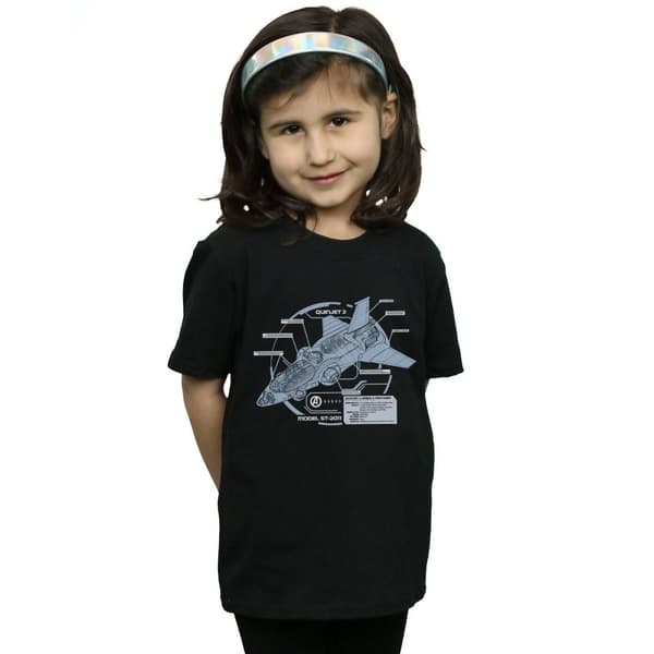 Marvel Girls The Avengers Quinjet Breakdown Cotton T-Shirt