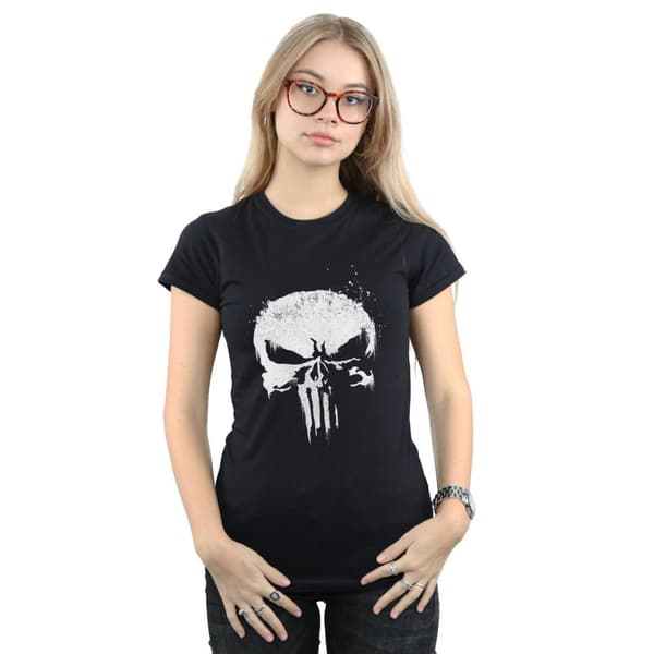 Marvel Womens/Ladies The Punisher TV Skull Logo Cotton T-Shirt