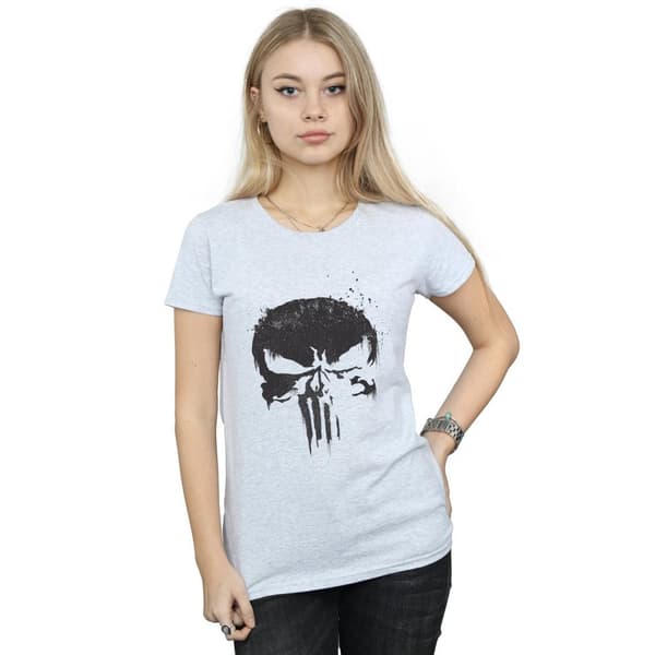 Marvel Womens/Ladies The Punisher TV Skull Logo Cotton T-Shirt
