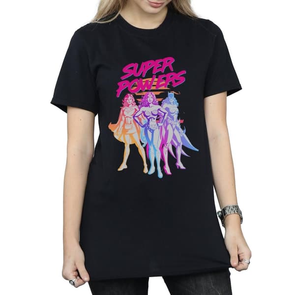 DC Comics Dam/dam Super Powers Neon Tropics Boyfriend T-shirt i bomull