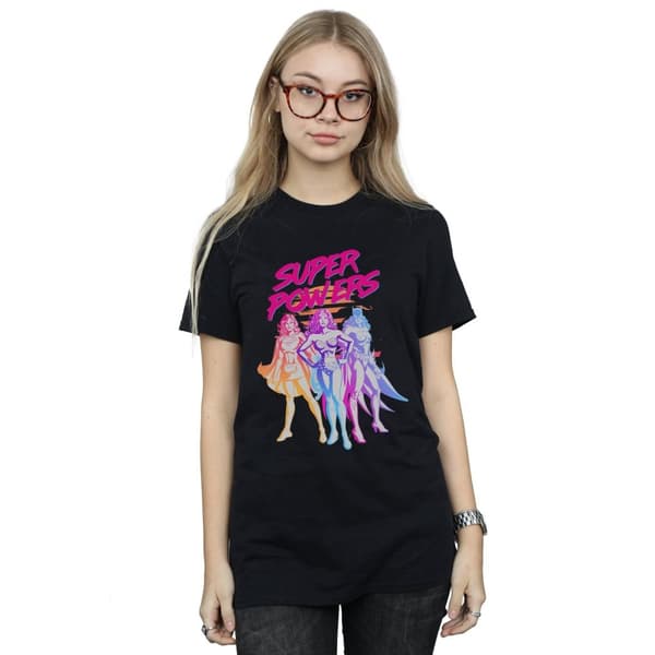 DC Comics Dam/dam Super Powers Neon Tropics Boyfriend T-shirt i bomull