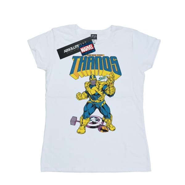 Marvel Dam/Tjej Thanos Mad Titan - T-shirt i bomull med tryckknappar