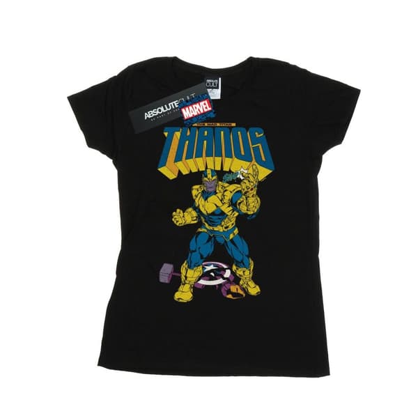 Marvel Dam/Tjej Thanos Mad Titan - T-shirt i bomull med tryckknappar