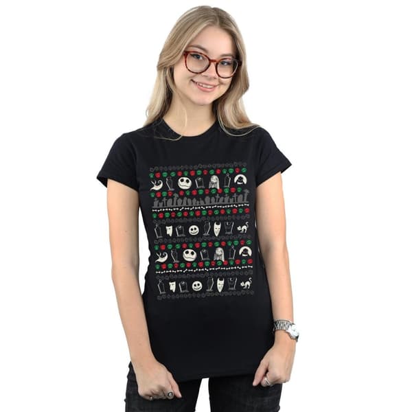 Disney Dam/Tjej - Nightmare Before Christmas - Festliga ikoner - Bomulls-T-shirt