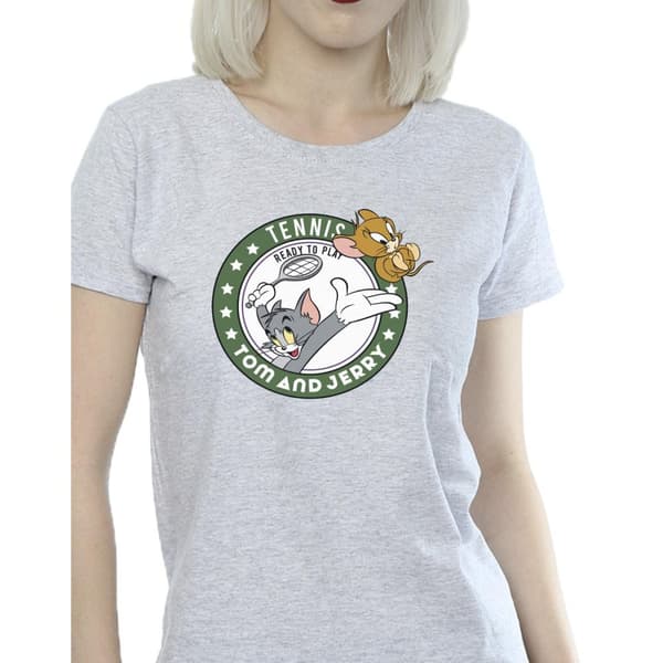 Tom And Jerry Womens/Ladies Tennis Ready To Play Cotton T-Shirt