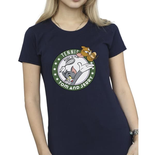 Tom And Jerry Womens/Ladies Tennis Ready To Play Cotton T-Shirt